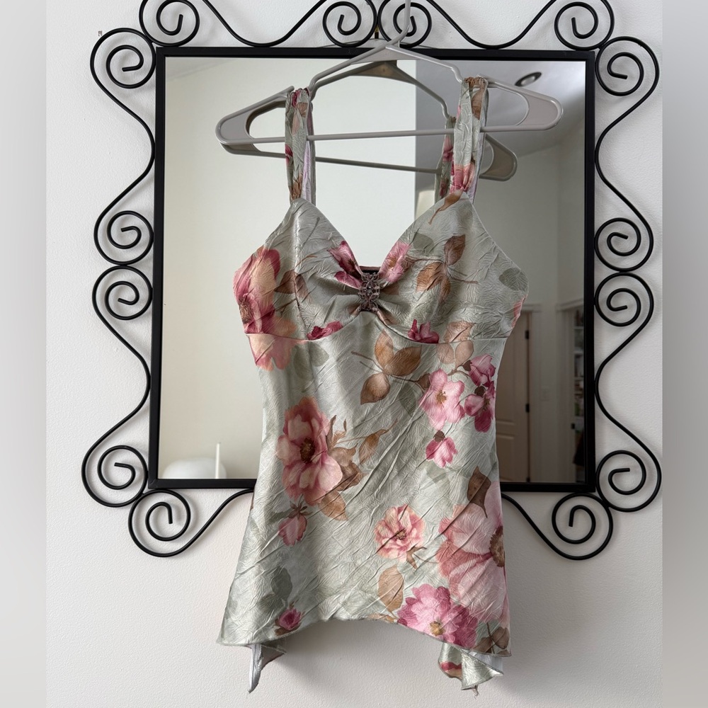 Vintage iZ Byer California Y2K Floral Satin Top